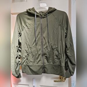 Army Green Zip-Up Hoodie